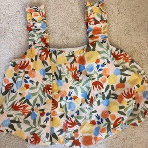 Sleeveless Square Neck Floral Blouse